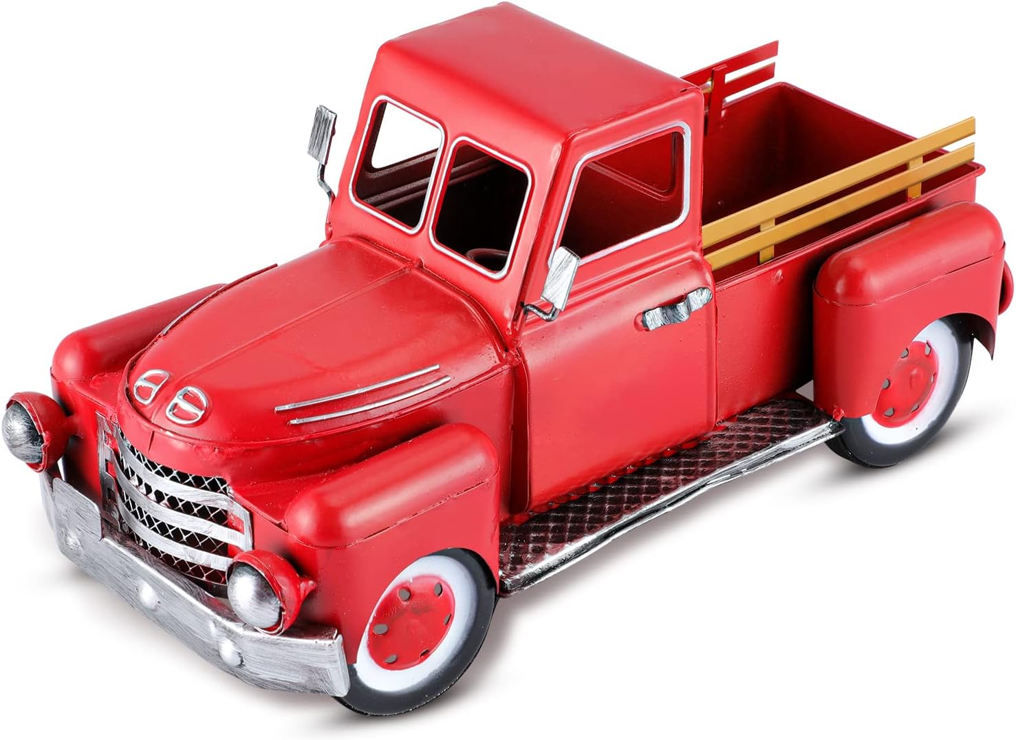 Holiday Décor Storage - FJJBSD Vintage Red Truck Decor, Farmhouse Metal Outdoor/Indoor Pickup Planter, Christmas Red Trucks Decorations, Decorative Tabletop Storage,Gift Basket for Holiday