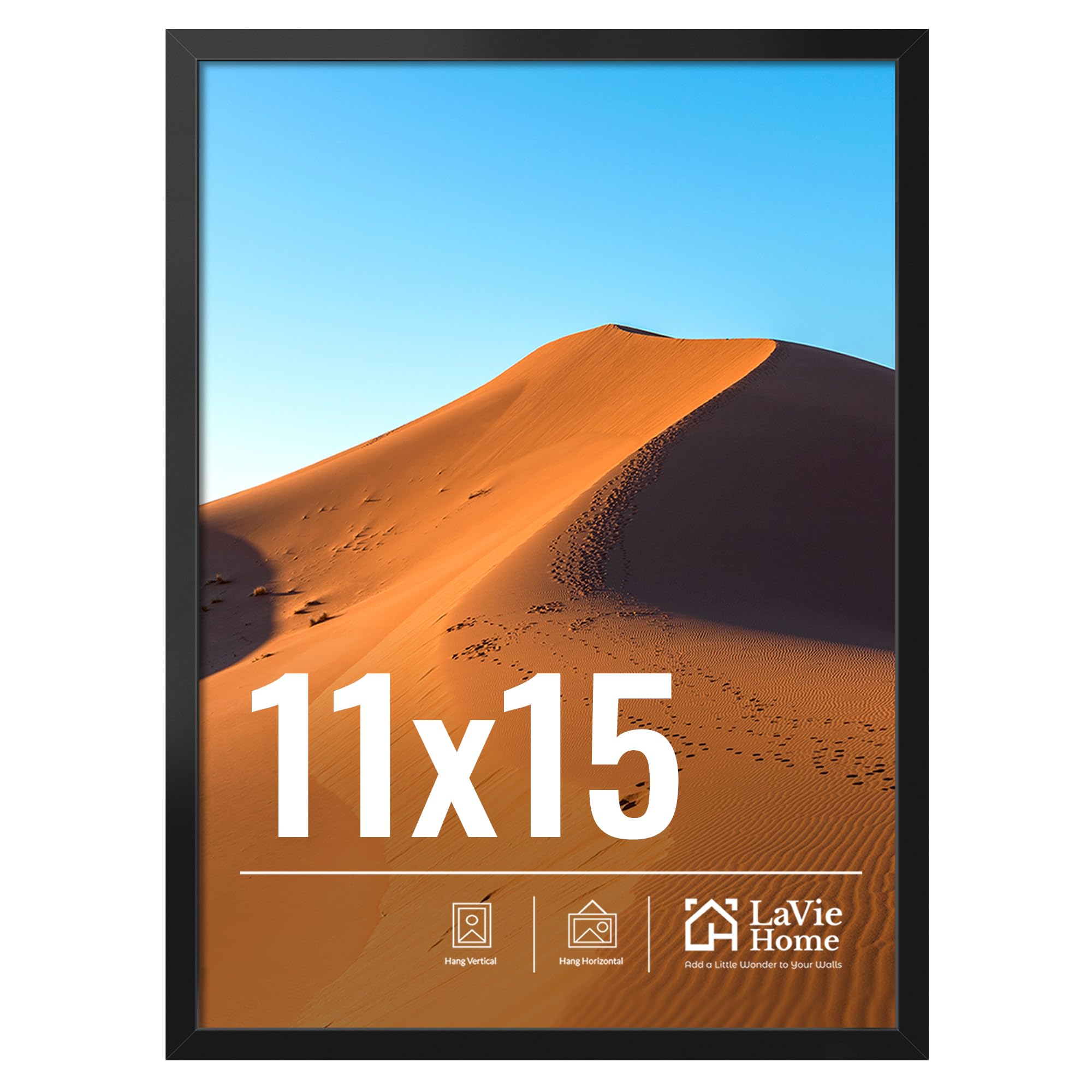 Photo 1 of LaVie Home 11x15 Picture Frame for Wall Display, 11x15 Black Picture Frame with HD Plexiglas, 11 x 15 Frame 1 Pack, Display Frame for Vertical or Horizontal, Classic Collection