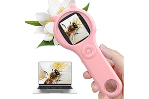 ASHFLY Mini Digital Microscope for Kids - Handheld Portable Magnifier, Ideal Educational Toy for Boys and Girls Ages 3-8 (Pink)