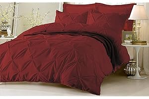 BLUEMOON HOMES King Size Duvet Cover Egyptian Cotton Pinch Pleated 800 Thread Count 100% Egyptian Cotton Long Staple Quilt Cover, Silky Soft, Breathable with Hidden Zipper Closure 1 Piece Duvet Cover (Burgundy)