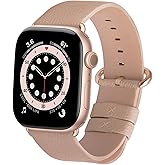 Fullmosa Leather Bands Compatible with Apple Watch Band 42mm 41mm 40mm 38mm for Women Men, Top Grain Genuine Leather Strap for iWatch Series 11/10/9/8/7/6/5/4/3/2/1,SE3/2/1, Beige/Rose Gold