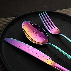Rainbow Silverware Set Flatware Cutlery - 30 Pieces