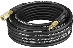 YOTOO Hybrid Air Hose, 1/4-Inch by 50-Feet 300 PSI Heavy Duty Air Compressor Hose, Lightweight, Kink Resistant, All-Weather Flexibility with 1/4" Industrial Air Fittings and Bend Restrictors, Black