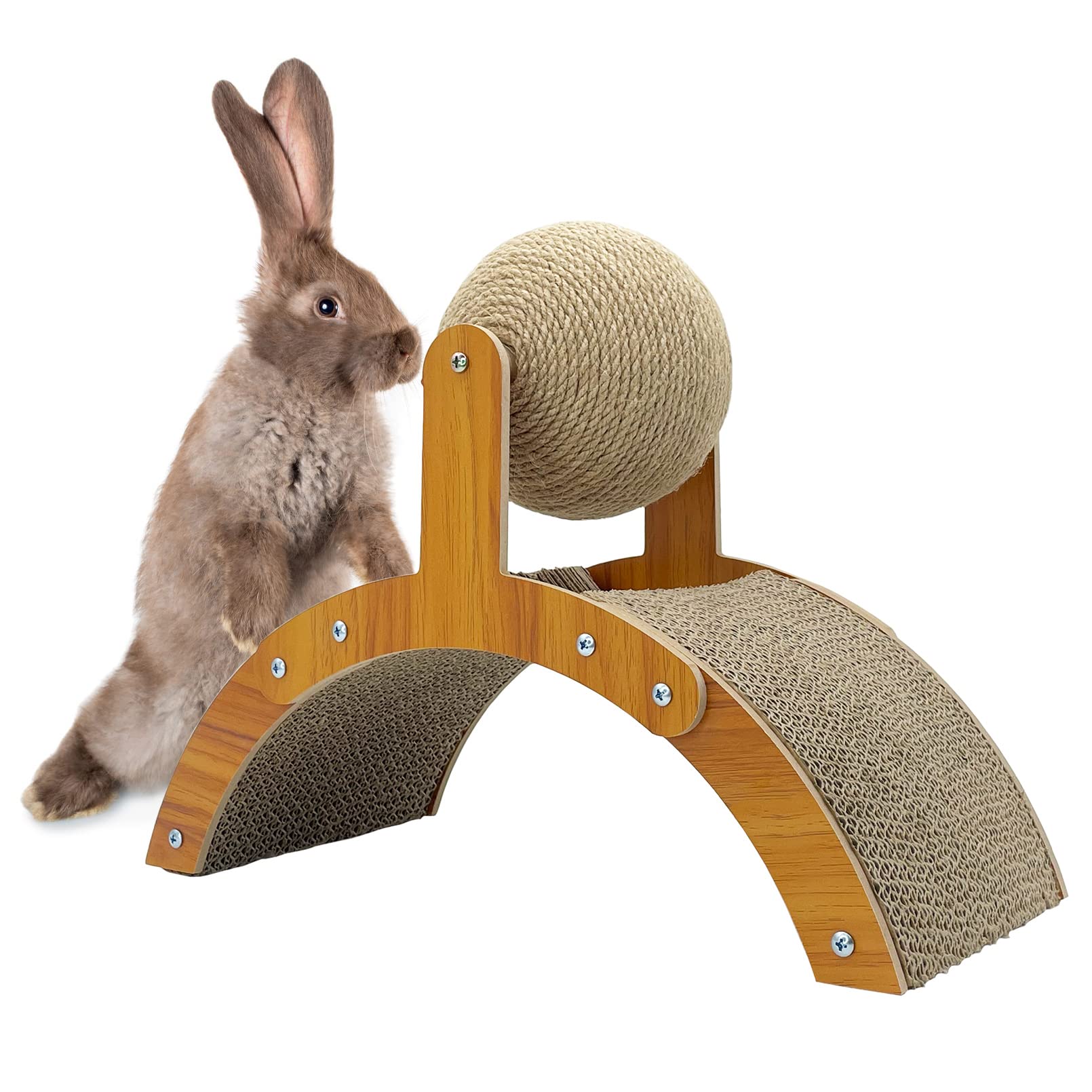 Photo 1 of Fhiny Rabbit Scratch Toy, Natural Sisal Rabbit Scratching Ball with Cardboard Pad 2-in-1 Bunny Claw Scratcher Interactive Toys Nail Scratching Post for Indoor Pets Kittens Ferrets Small Animals