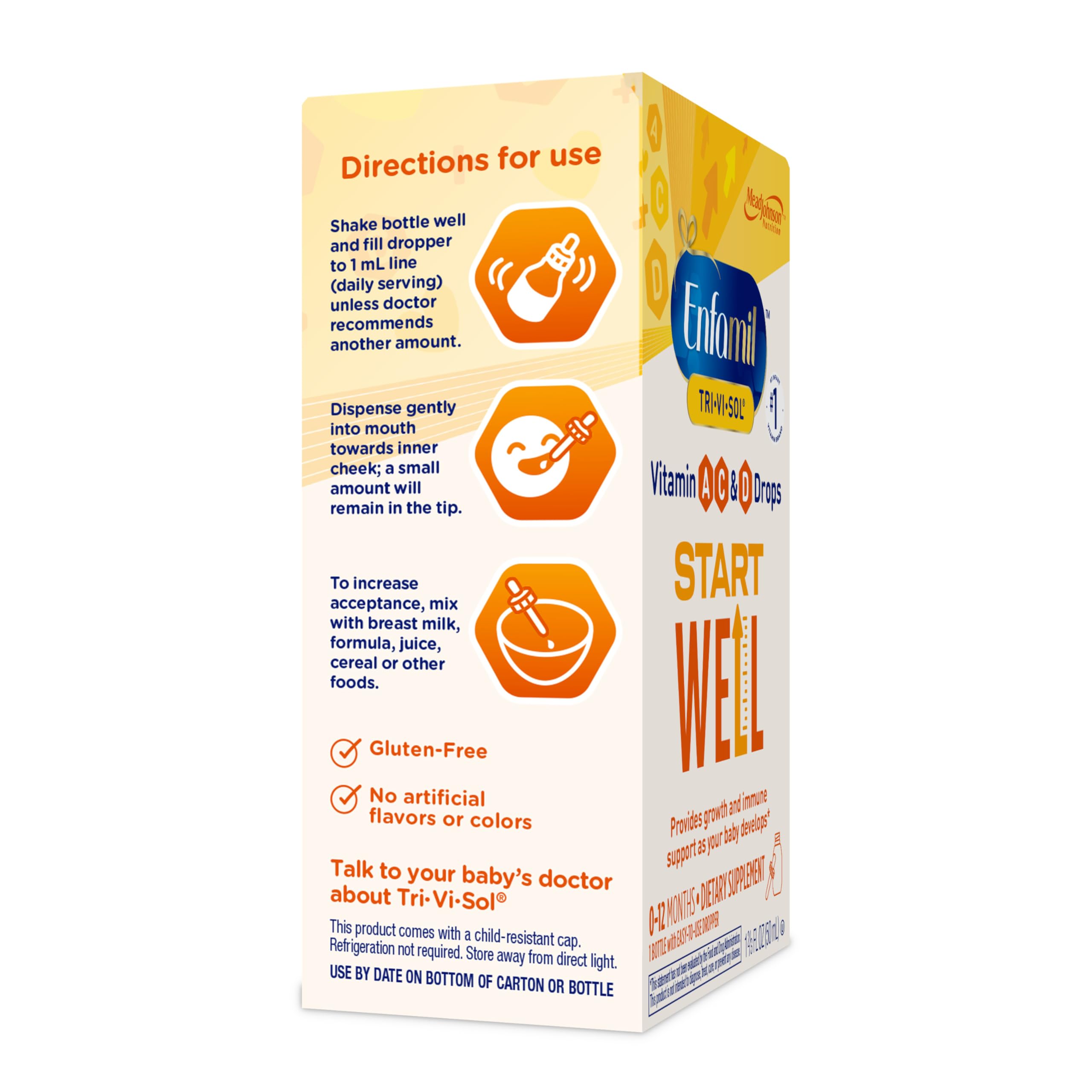 Enfamil Tri-Vi-Sol Infant Multivitamin Drops, Supports Growth & Immune Health for Babies, 50mL Bottle​