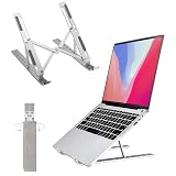 Ergonomic 7-Level Laptop Stand for Desk, Aluminum Foldable Riser Compatible with 9-15.6” Devices, Portable and Adjustable for Comfortable Viewing Angle and Better Posture