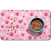 Dog Food Mat, Absorbent Water Bowl Mats Cat Pet Feeding Placemats Pink 12 * 20 inch