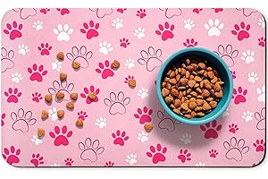 ZOEEYA Dog Food Mat, Absorbent Water Bowl Mats Cat Pet Feeding Placemats Pink 12 * 20 inch