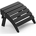 SERWALL Folding Adirondack Ottoman, No-Assembly Outdoor Footrest, Weather Resistant Patio Footstool for Adirondack Chair, Black