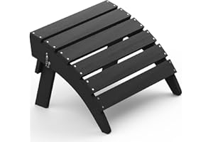 SERWALL Folding Adirondack Ottoman, No-Assembly Outdoor Footrest, All Weather Use Patio Footstool for Adirondack Chair, Black