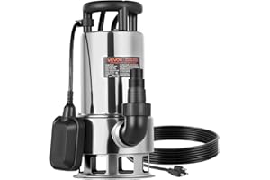 VEVOR 1 HP Submersible Sump Pump, 5500 GPH, Stainless Steel Submersible Sewage Dirty Clean Water Pump with Automatic Float Sw