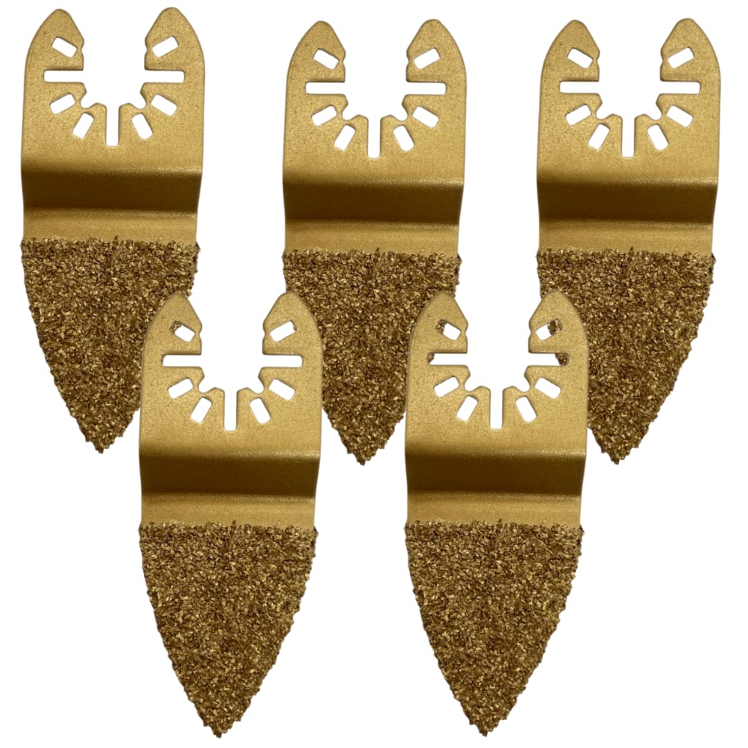 5 Pack - Carbide Finger Rasp Multi Tool Blades Cutter Saw Set Compatible with Dremel Fein Multimaster Makita Etc Oscillating