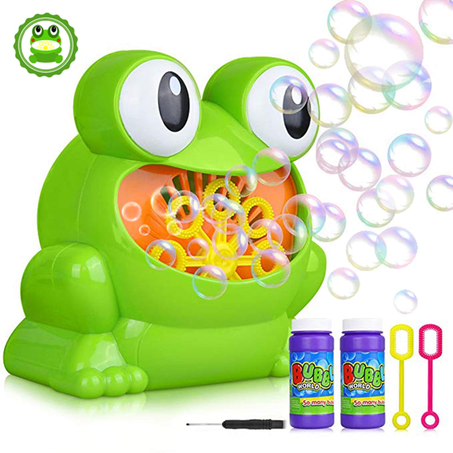 Automatic Bubble Machine for Kids, GUSTYLE Portable Frog Bubble Maker Over 500 Bubbles Per Minute for Party, Wedding, Indoor and Outdoor Activities (Included 2 Bottles Bubble Solution)