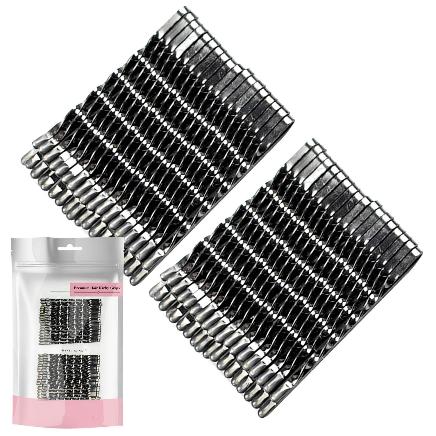 BasicSense 36 PCS Premium Strong Metal Kirby Grips Bobby Spiral Twisted Hair Pins for Thick Hair, 5.5cm(2.1 inch), Gun Metal