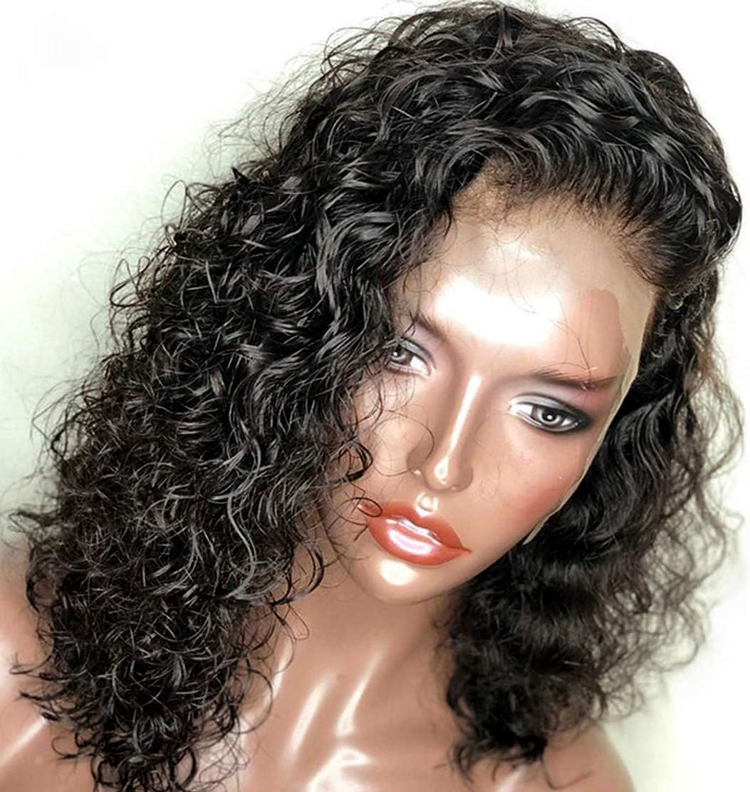 JAHUI Hair 13x6 Lace Front Human Hair Wigs for Black Women Curly Glueless Lace Front Wigs with Baby Hair(12inch with 130% density, lace front wigs)