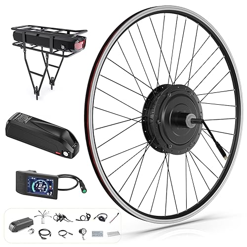 Ebike Rear Wheel Conversion Kit, 7-Speed Flywheel, LCD Display, V-Brake/Disc Brake, Strong And Powerful (Tyre Size: 28 Inches, Engine Power: 250 W