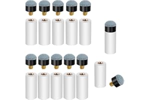 Prasacco 10 Sets Billiard Cues Tips Replacement with White Pool Cue Stick Ferrules, Screw On Pool Cue Tips Pool Stick Tips, 12mm (Blue)
