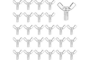MECCANIXITY 40 Pcs M6x10mm Wing Butterfly Screw Bolts, Carbon Steel Zinc Plated Wing Bolt Thumb Hand Screws Fasteners for Hom