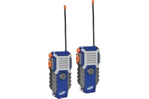 Nerf Walkie Talkie for Kids Fun at The Touch of A Button, Set of 2, 1000' Range by Sakar, Rugged Pair Battery Powered Gray Blue & Orange