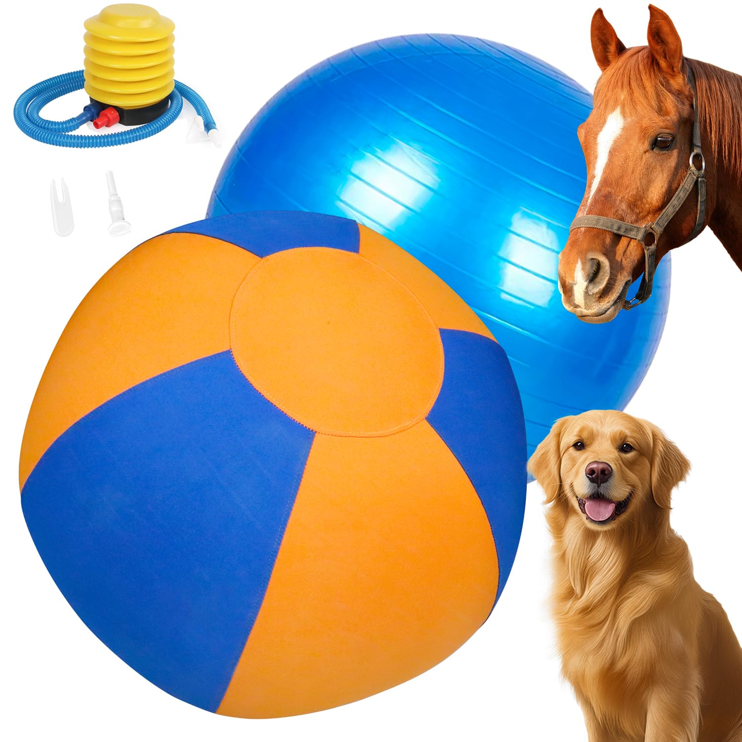 Photo 1 of 25 Inch Herding Ball for Dogs - Blue & Orange Two-Tone Color, Enhanced Bite-Resistant Herding Toy for Australian Shepherds, Border Collies, Durable Agility Training Ball for Medium & Large Breeds