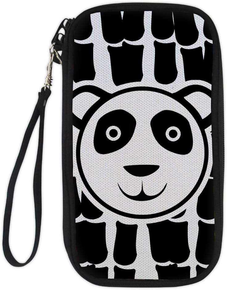 Kawaii Panda Print Passport Wallet Clutch Bag with Shoulder Straps