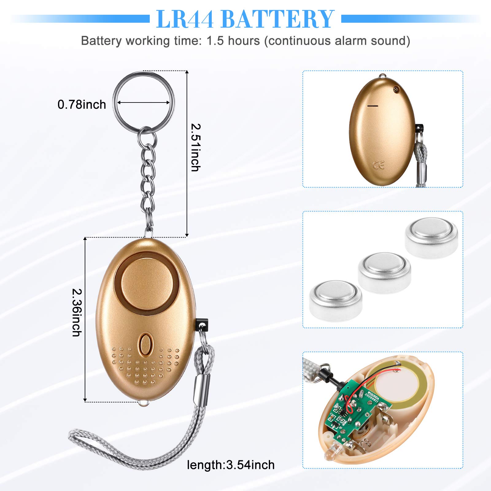 Konohan 12-Piece Personal Alarm Set, Emergency LED Light Keychain Alarms in 6 Colors for Women & Men