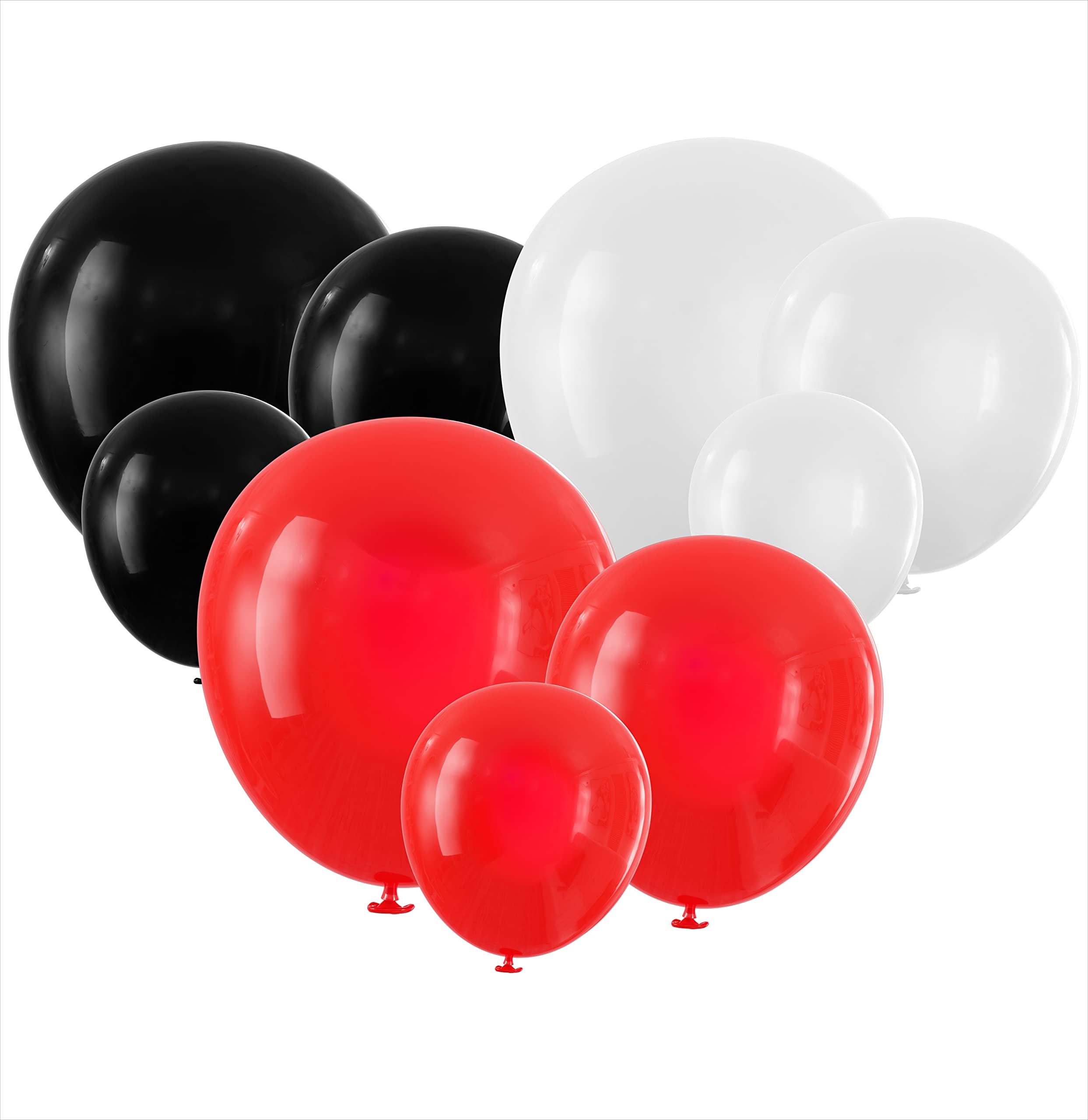 Photo 1 of 100 Red Black and White Balloons - Small & Large Red and Black Balloons Party Decorations Supplies Pack for Deadpool Birthday, Lumberjack Baby Shower, Graduation, Pirate, Ladybug, Race Car, Poker…