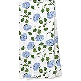 Giosve Hydrangea Floral Kitchen Towels, Hydrangea Decor Hand Towels for Bathroom, Blue and White Flowers Decorative Dish Tea Towels for Kitchen, Floral Bathroom Decor, 16x24 Inch