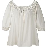 Renaissance Shirt Women Peasant Blouse Half Sleeves Ren Faire Top