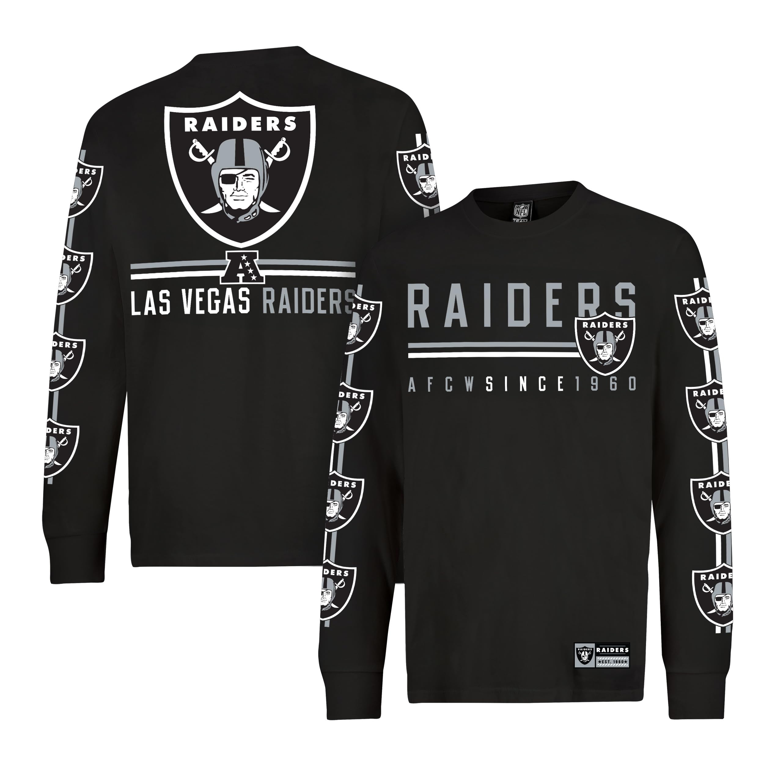 Ultra Game Youth NFL Official Super Soft Supreme Long Sleeve Logo T-Shirt, Las Vegas Raiders, Team Color, 14-16 Image