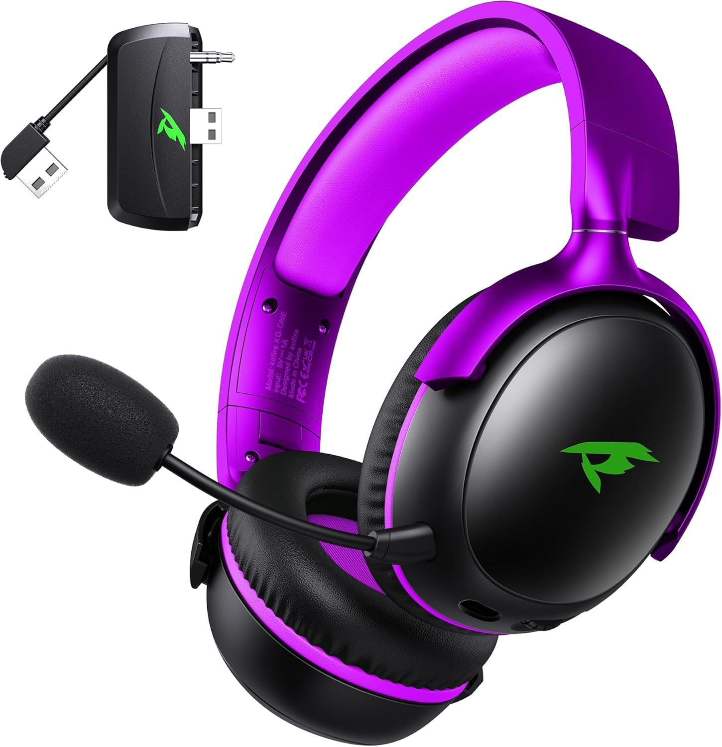 KOFIRE XG ONE Wireless Gaming Headset for XBOX X|S, PC, PS5/PS4, 2.4GHz Bluetooth, Noise Cancelling Mic, Black Green S5