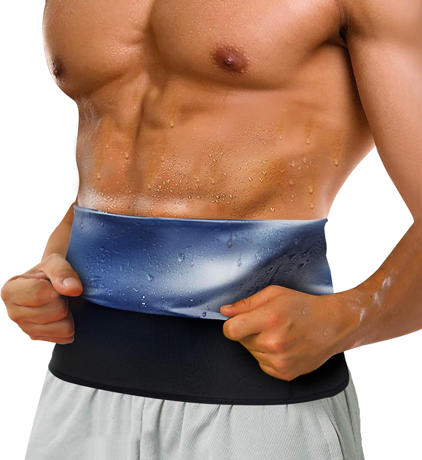 LODAY Waist Trimmer for Men Weight Loss,Stomach Trainer Sweat Workout Shaper,Neoprene-Free Slimming Sauna Belt: Clothing