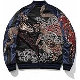 Sukajack Dragon Embroidered Bomber Jacket Japanese Style Unisex Streetwear Zip Up Windbreaker Coat for Men Women