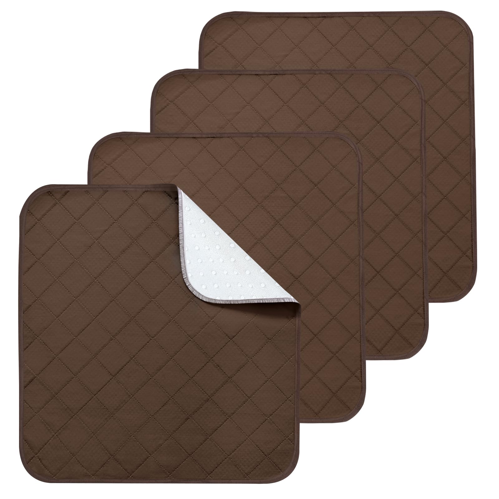 Photo 1 of Waterproof Chair Pads for Incontinence, 4 Pack Reusable Seat Protector Pads, Non-Slip & Super Absorbent Wheelchair Pad Covers, Washable Chair Pads for Adults, Kids & Pets, 22" x 21" - Brown
