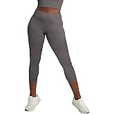 Hanes Women's Capri Leggings, High Waist Sports Leggings, 22" Stretch Cotton-Spandex
