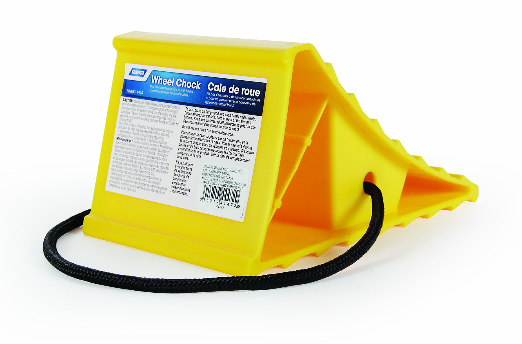 Camco 44472 Wheel Chock With Rope For Easy Removal, Helps Keep Your