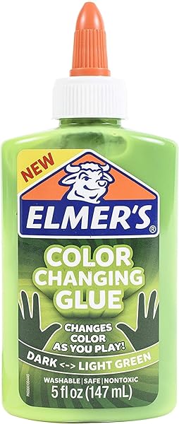 ELMER’S COLOR CHANGING LIQUID GLUE | MAKES SLIME THAT CHANGES COLOR AS YOU PLAY, DARK TO LIGHT GREEN, 5 OZ.