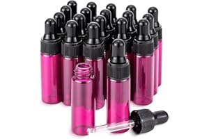 Kesell Glass Dropper Bottles for Essential Oil - 20 Pack 5 ml Refillable Empty Bottle with Dropper and Cap, Pink