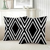 TAOSON Pack of 2,Home Decorative Geometric Black White Pattern Cozy Soft Throw Pillow Cases Cushion Covers Shells for Couch Bed Sofa Farmhouse Manual 18x18 Inches Only Cover No Insert S002