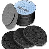 GAINWELL 50-Count Black Compressed Facial Sponges for Daily Facial Cleansing and Exfoliating, 100％ Natural Cosmetic Spa Sponges for Makeup Remover, Reusable