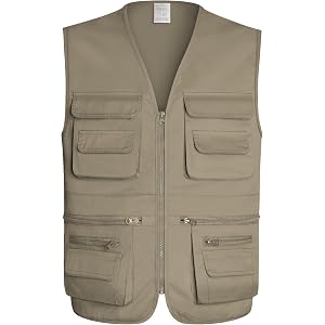 Graunton Men's Fishing Vest with 8 Pockets Knit Utility Vest Breathable Lightweight Outdoor Safari Photo Travel Cargo Vest