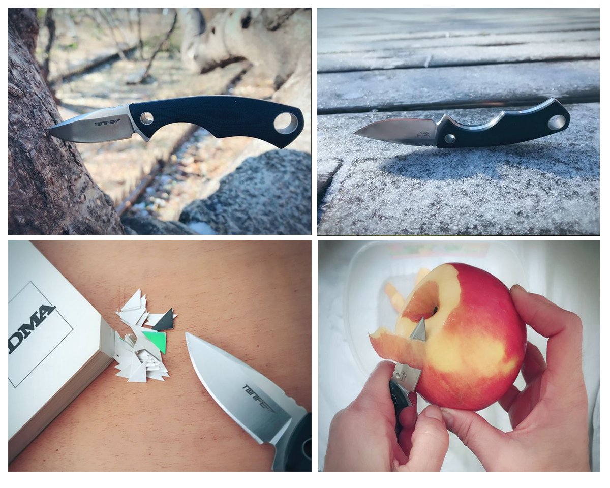 Tonife Fixed Blade Neck Knife Full Tang 4-5/8 Inch Overall with Kydex Sheath and Ball Chain