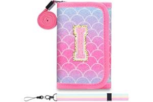 Luchike Girls Wallets for Kids 6-8 8-10 kids wallet Cute for Teen Girls with Initials Coin Pocket Toddler Wallet for with Magic Sticker Teen for Gifts I