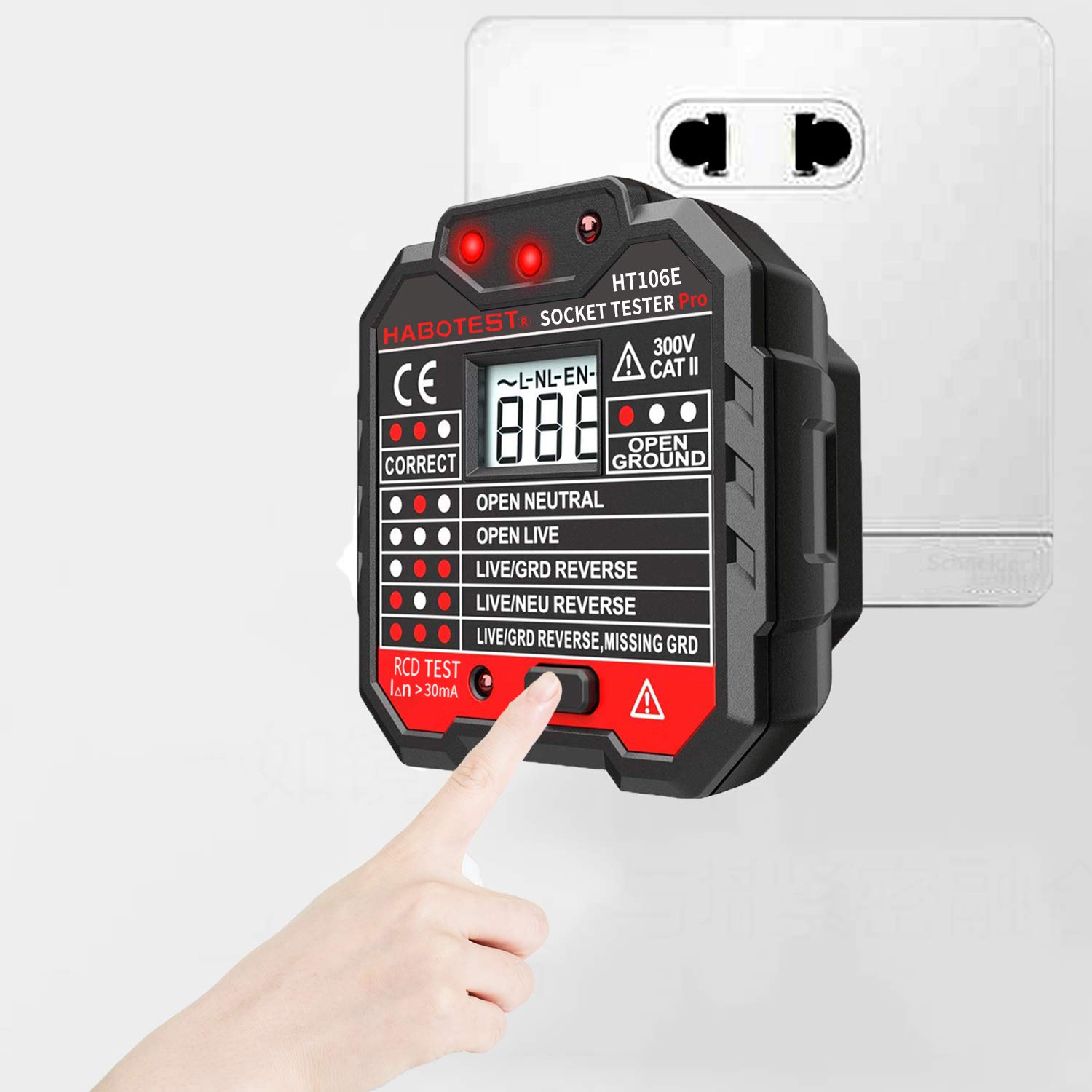 Senders Socket Tester, Automatic Electric Outlet Tester with LCD
