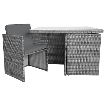 Charles Bentley 4 Seater Rattan Cube Outdoor Garden Furniture Set