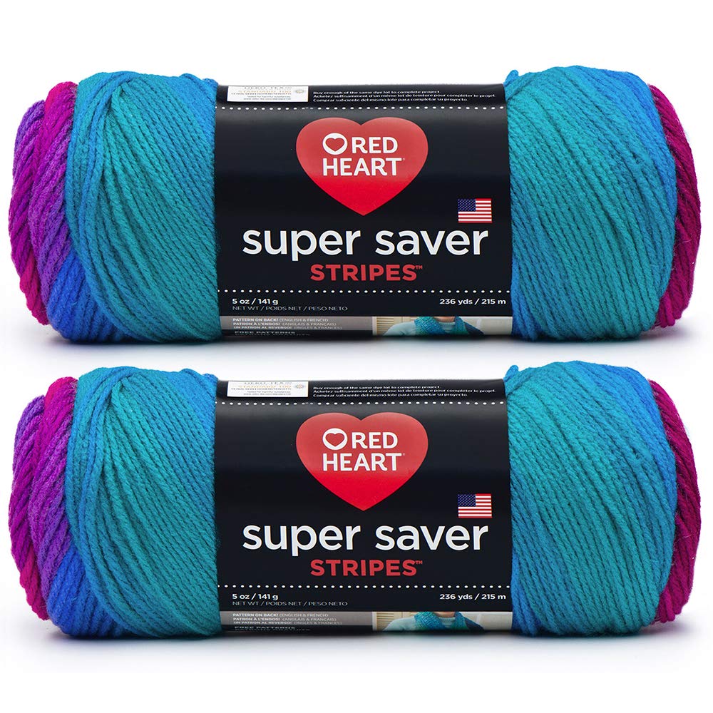Bulk Buy: Red Heart Super Saver (2-Pack) (Polo Stripe, 5 oz Each Skein)