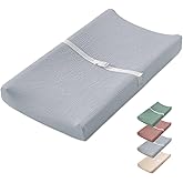 Blissful Diary Muslin Baby Changing Pad with Waterproof Lining Foam, Diaper Changing Table Pad with Cover for Dressers (Gray,