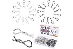 HobbyPark 150 Pieces Universal Bent RC Body Clips Car Clips Silver & Black R Clips for All 1/10 1/12 Scale Redcat HPI Tamiya HSP Exceed RC Car Parts Truck Buggy Shell Replacement