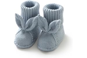 Wugugu Baby Booties Newborn First Walkers Soft Knit Boots Warm Knitted Crib Shoes for Boy Girl Crochet Infant Sock