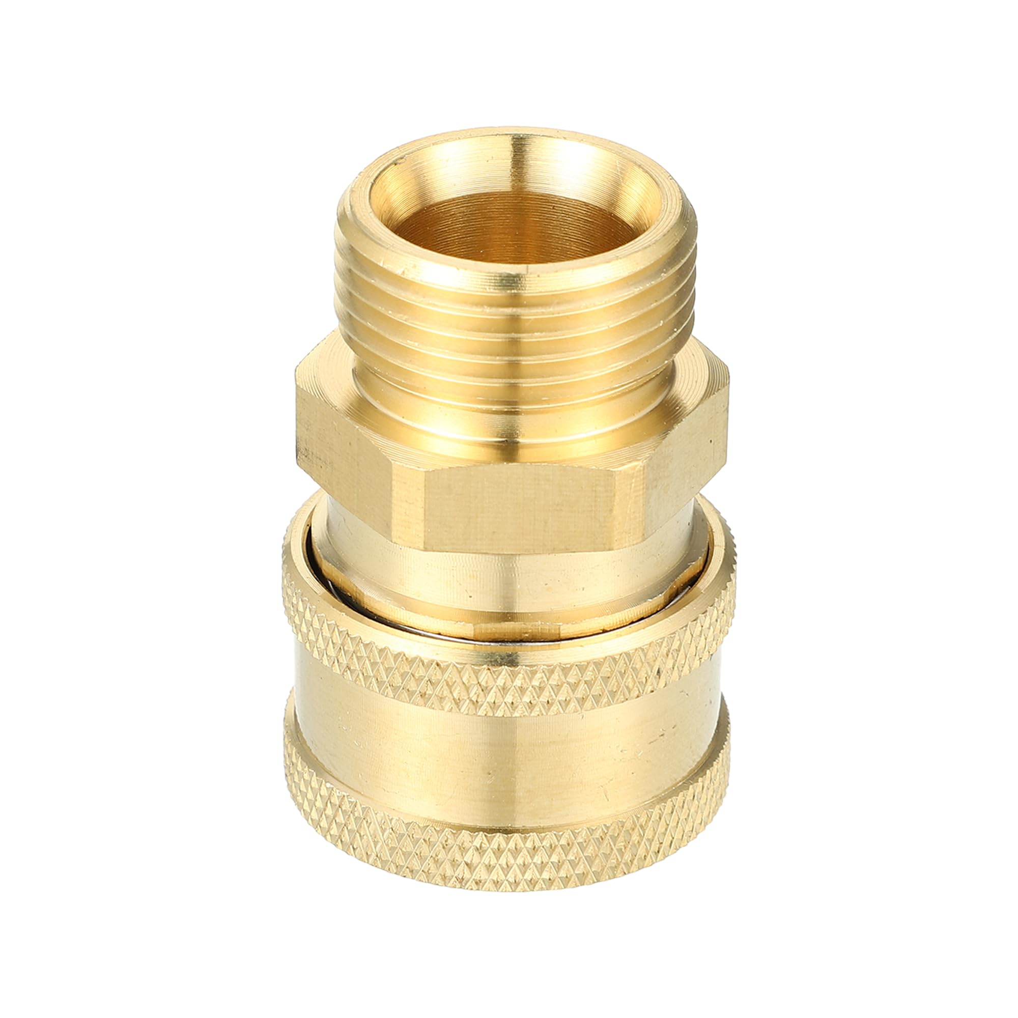 Hihaha Pressure Washer Coupler/Outer Female Washer Gun Adapter Universal for Car/Durable Brass M22 x 1.5 40mm Length / 1 Pcs Copper Tone